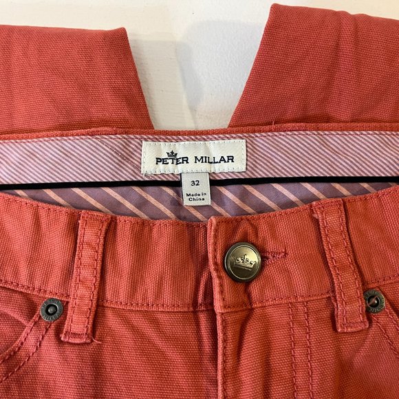 Peter Millar Men's Crown Vintage Logo Salmon Khaki Pants - Size 32 x 33 - Picture 2 of 6
